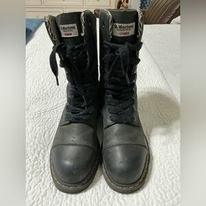 Dr Martens Women’s Leah Steel Toe Black Boots Size 10